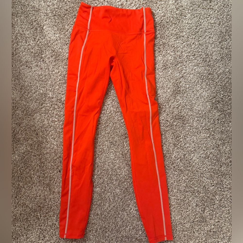 Fabletics Red Leggings with White Accents